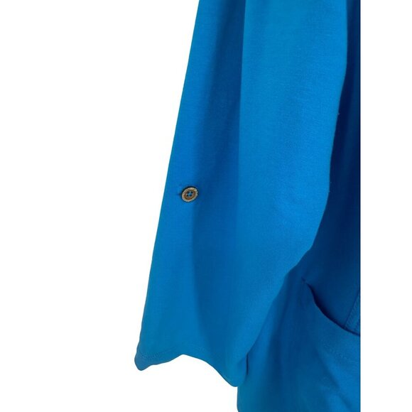 Susan Graver Resort Bright Blue French Terry Jacket or Cover Up with Hood Sz 1X - Picture 5 of 11